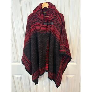 Ralph Lauren Rugby Wool Nordic Red And Black Cape/Poncho‎
